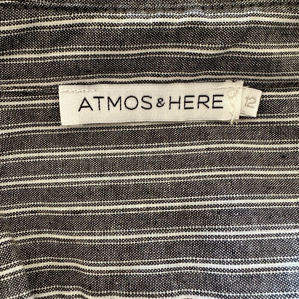 NWOT Atmos&Here Long Sleeve Collared Blouse - Grey w/white stripe - Size 12 AU - Picture 4 of 5